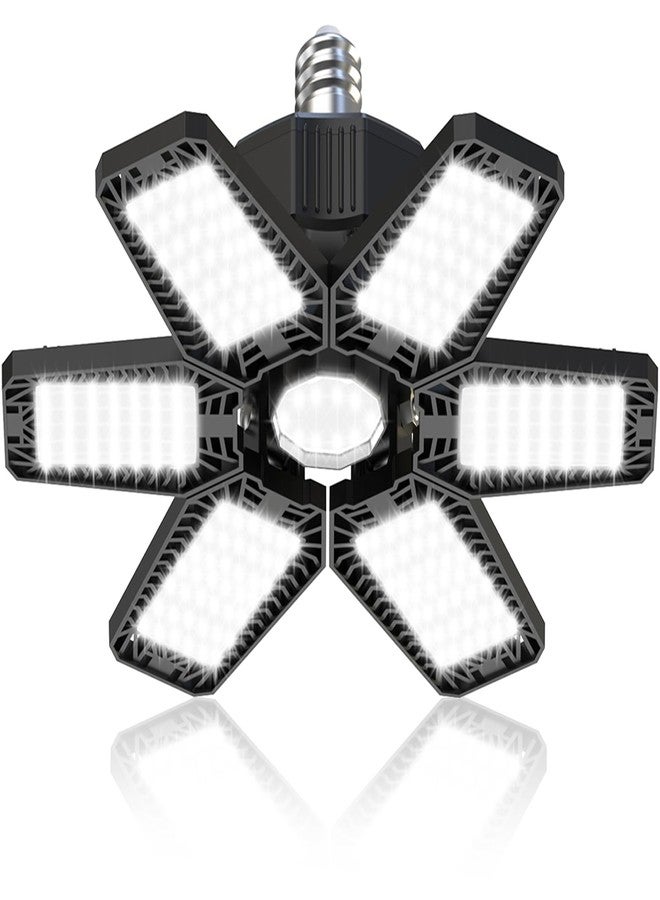 HAPYLUMI LED Garage Light 1 Pack - 180W 18000LM Garage Lights Ceiling Led with 6 Adjustable Panels, 6500K Daylight Deformable Lighting Screw In E26 E27 Bulb Socket, for Shop Workshop Barn Basement Attic - Image 1