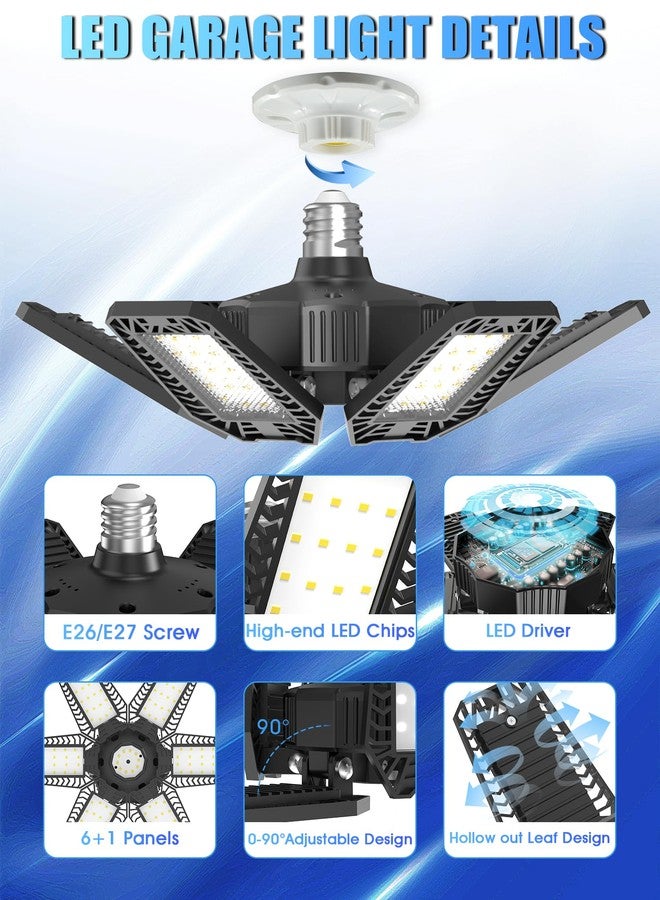 HAPYLUMI LED Garage Light 1 Pack - 180W 18000LM Garage Lights Ceiling Led with 6 Adjustable Panels, 6500K Daylight Deformable Lighting Screw In E26 E27 Bulb Socket, for Shop Workshop Barn Basement Attic - Image 4