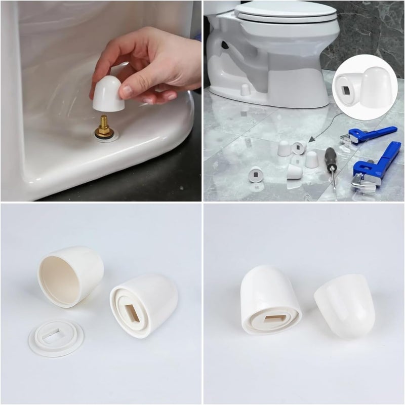 RecDec 8 Pack Toilet Seat Screws Caps with Washers Universal Fit Push-on Toilet Seat Bolts Caps Decor Top Cover for Toilet Seat Screws Replacement Kit Toilet Seat Hinge Bolts and Nuts Floor Fastener - Image 3