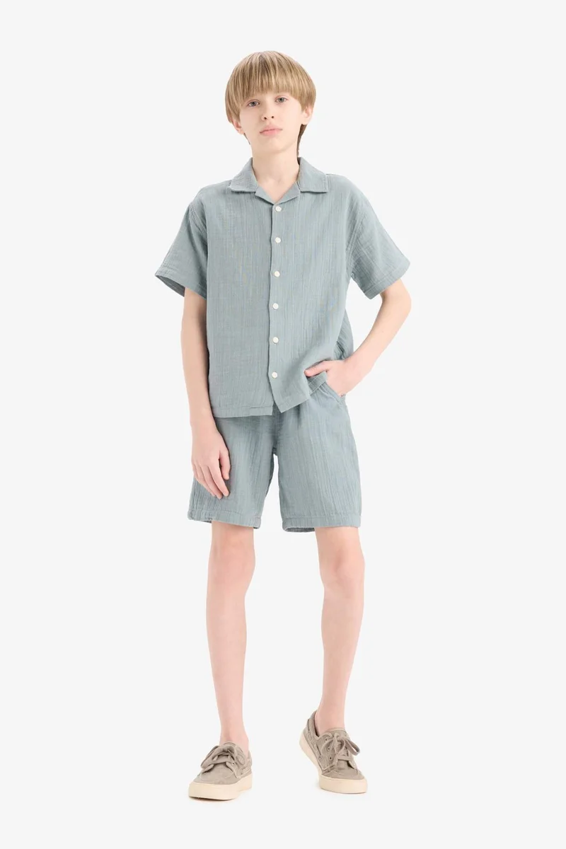 ديفاكتو Boy Elastic Waist Muslin Shorts