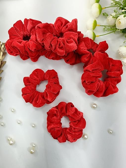 Generic HSTYLE STORE 12 Pack Red Velvet Scrunchies for Hair Scrunchy Hair Ties Ropes for Women or Girls Hair Accessories  - Image 3