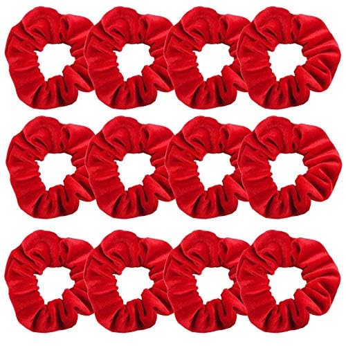 Generic HSTYLE STORE 12 Pack Red Velvet Scrunchies for Hair Scrunchy Hair Ties Ropes for Women or Girls Hair Accessories  - Image 2