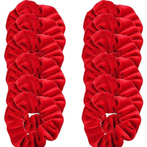 Generic HSTYLE STORE 12 Pack Red Velvet Scrunchies for Hair Scrunchy Hair Ties Ropes for Women or Girls Hair Accessories  - Image 1