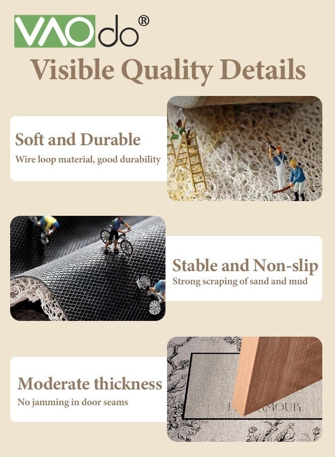 كيلا سجادة الباب الأمامي، سجادة مطاطية متينة ذات دعم طبيعي للمدخل الخارجي، غير قابلة للانزلاق، سجادة باب أمامية ذات دعم مطاطي، مصيدة للأوساخ، سجادة باب داخلية وخارجية سهلة التنظيف، سجادة مدخل الفناء والشرفة 60*90 سم - Image 4