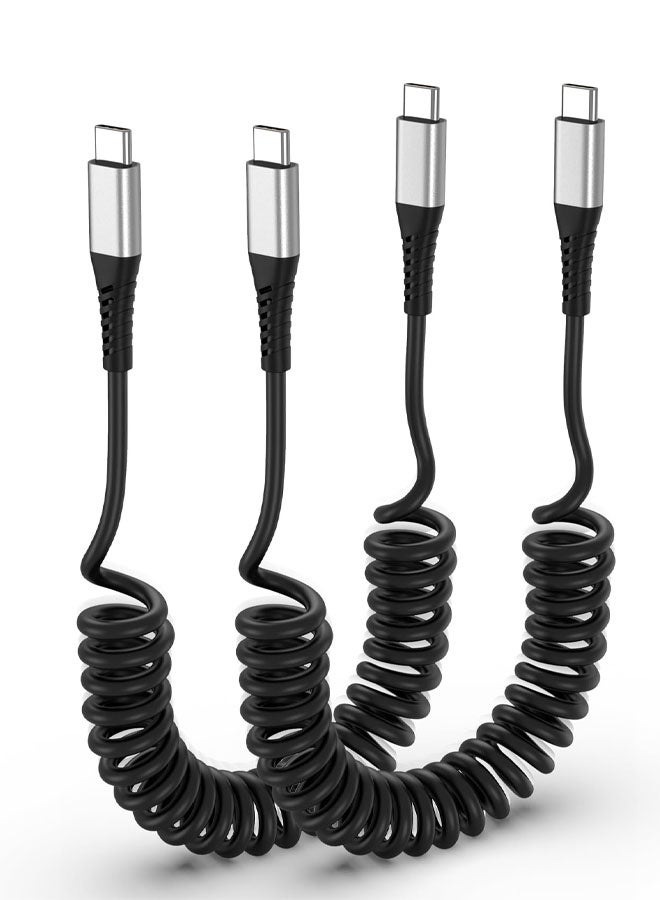 2PCS Coiled USB C to USB C Cable, 60W PD Fast Charge Type C Coiled USB C Cable Retractable Spiral USB C Car Charger for iPhone 16 15 Plus Pro Max Galaxy S25 S24 S23, Google Pixel - Image 1