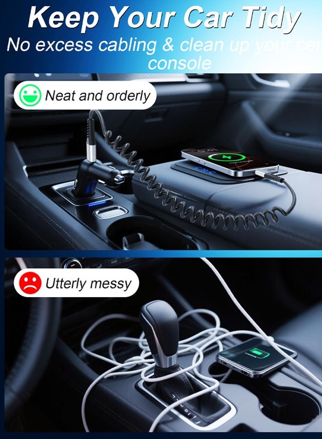 2PCS Coiled USB C to USB C Cable, 60W PD Fast Charge Type C Coiled USB C Cable Retractable Spiral USB C Car Charger for iPhone 16 15 Plus Pro Max Galaxy S25 S24 S23, Google Pixel - Image 3