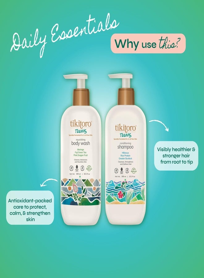 Tikitoro Teens Daily Essentials Combo, Vegan with Nourishing Body Wash (300 ml), Conditioning Shampoo (300 ml), No Parabens & Sulphates, Bath & Body Set Combo Pack (Age: 11+) - Image 2