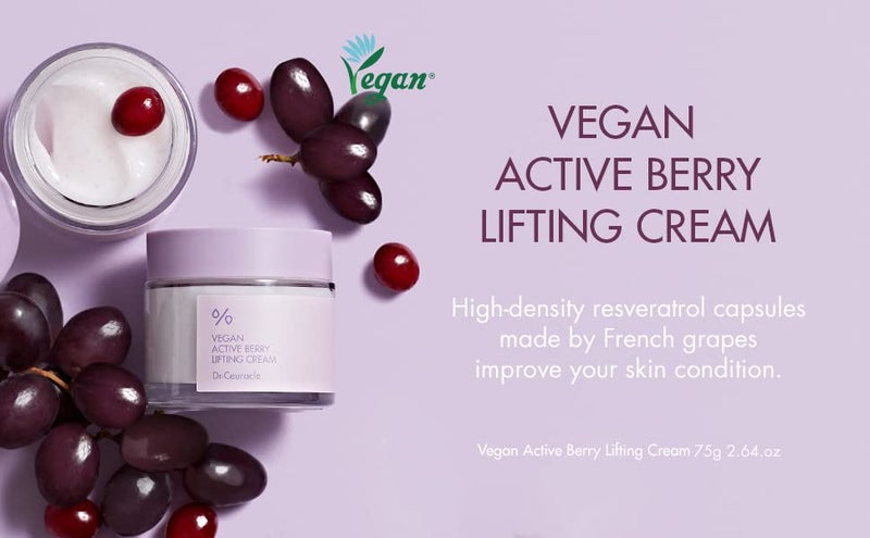 leegeehaam Dr.Ceuracle Vegan Active Berry Lifting Cream (75g / 2.64 oz.) - Antioxidant Moisturizer with Resveratrol Capsules and Vitamin A, Good for Hydration and Rejuvenation - Image 2
