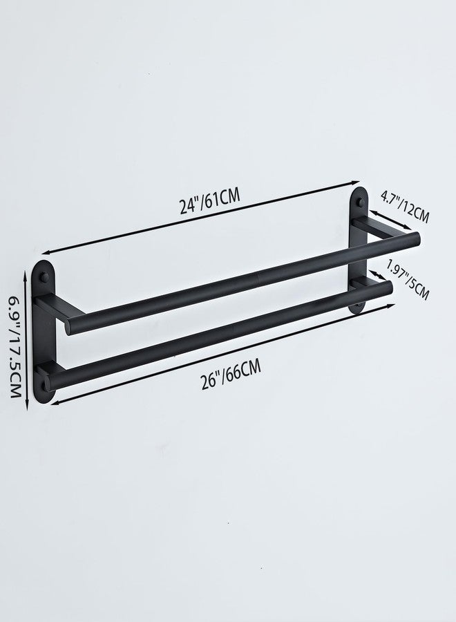 BTHRMHW Towel Rack for Bathroom, Double Towel Bar 24 Inch Wall Mounted, Matte Black Stainless Steel Bathroom Towel Holder(Total Length 26-Inch) - Image 3