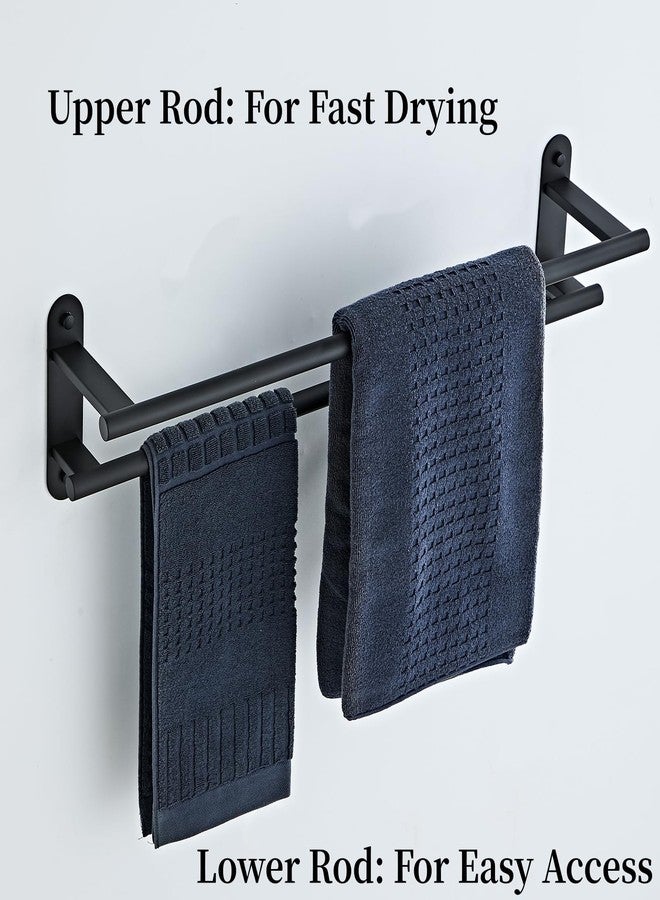 BTHRMHW Towel Rack for Bathroom, Double Towel Bar 24 Inch Wall Mounted, Matte Black Stainless Steel Bathroom Towel Holder(Total Length 26-Inch) - Image 4