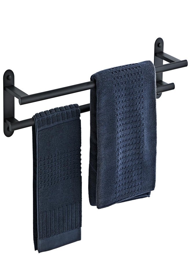 BTHRMHW Towel Rack for Bathroom, Double Towel Bar 24 Inch Wall Mounted, Matte Black Stainless Steel Bathroom Towel Holder(Total Length 26-Inch) - Image 1