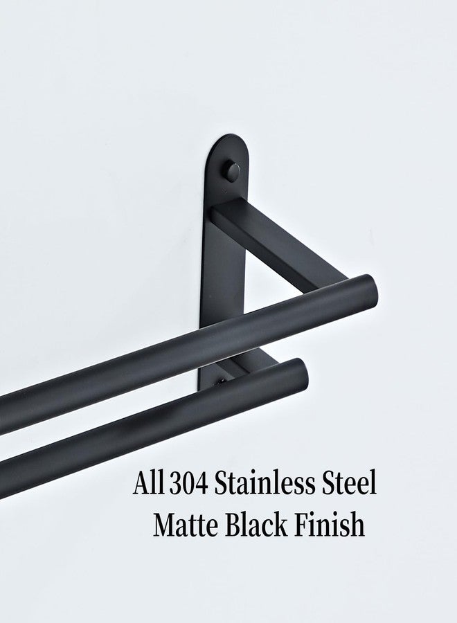 BTHRMHW Towel Rack for Bathroom, Double Towel Bar 24 Inch Wall Mounted, Matte Black Stainless Steel Bathroom Towel Holder(Total Length 26-Inch) - Image 5