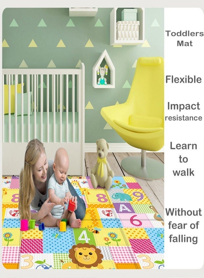 ZCM-HAPPY Double-Sided Pattern Baby Crawling Mat, Comfortable PE Material, Waterproof Baby Play Mat, Suitable for Toddler Boys and Girls 180x100cm - Image 5