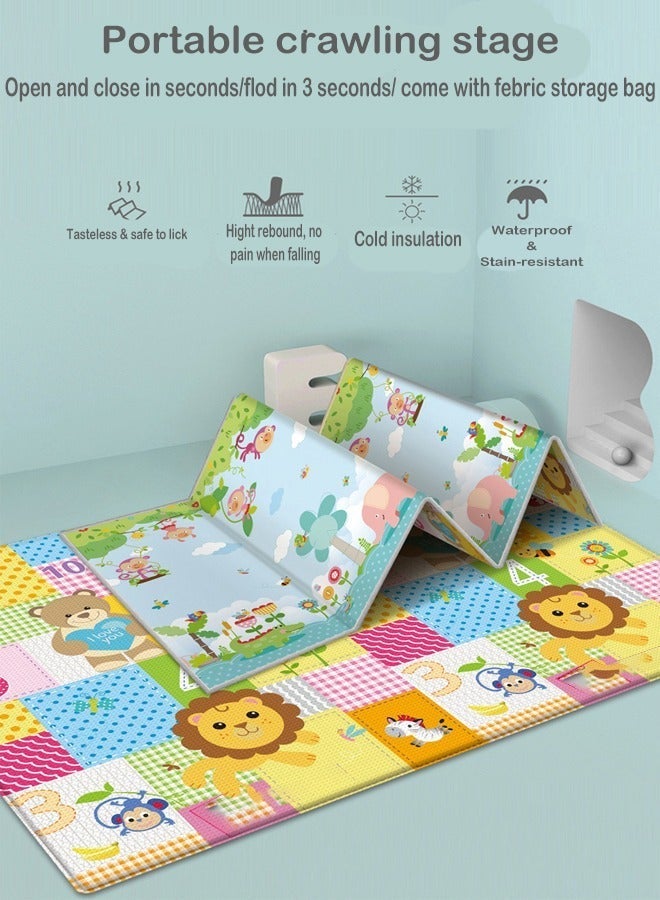 ZCM-HAPPY Double-Sided Pattern Baby Crawling Mat, Comfortable PE Material, Waterproof Baby Play Mat, Suitable for Toddler Boys and Girls 180x100cm - Image 3