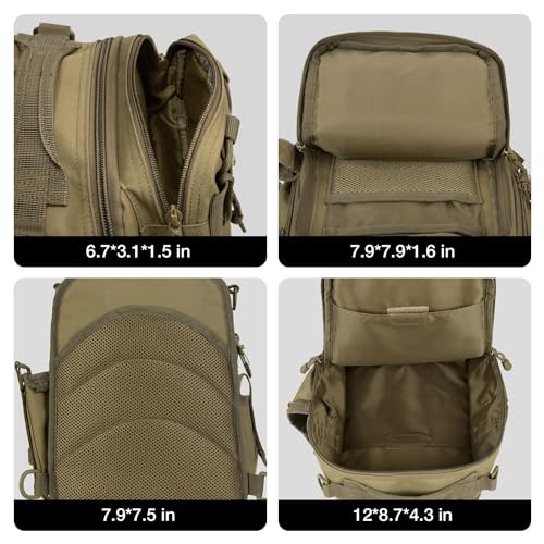 Piscifun Fishing Tackle Bag with Rod & Gear Holder, Lightweight Sling Bag Storge Gear and Equipment, Kaki - Image 5