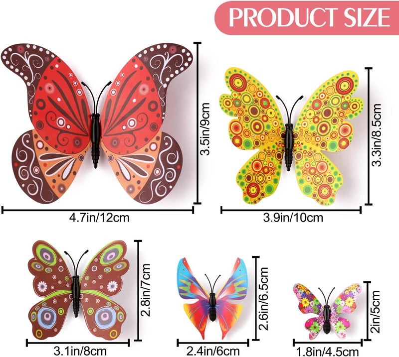LiveGallery 72 PCS Removable 3D DIY Beautiful Butterfly Wall Decals Colorful Butterflies Art Decor Wall Stickers Murals for Home Nursery Bedroom Classroom Offices TV Background Chinese Style - Image 2