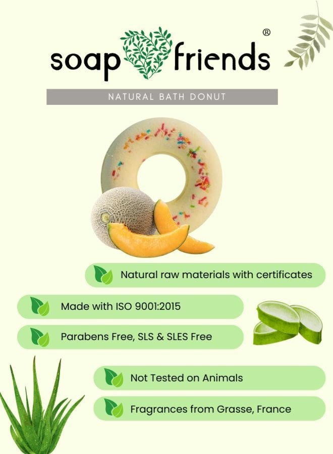 الصابون والأصدقاء صابون وفريندز - دونات حمام بنكهة البطيخ 130 غرام - دونات حمام فوارة بنكهة الفواكه مع رائحة البطيخ المنعشة - Image 2