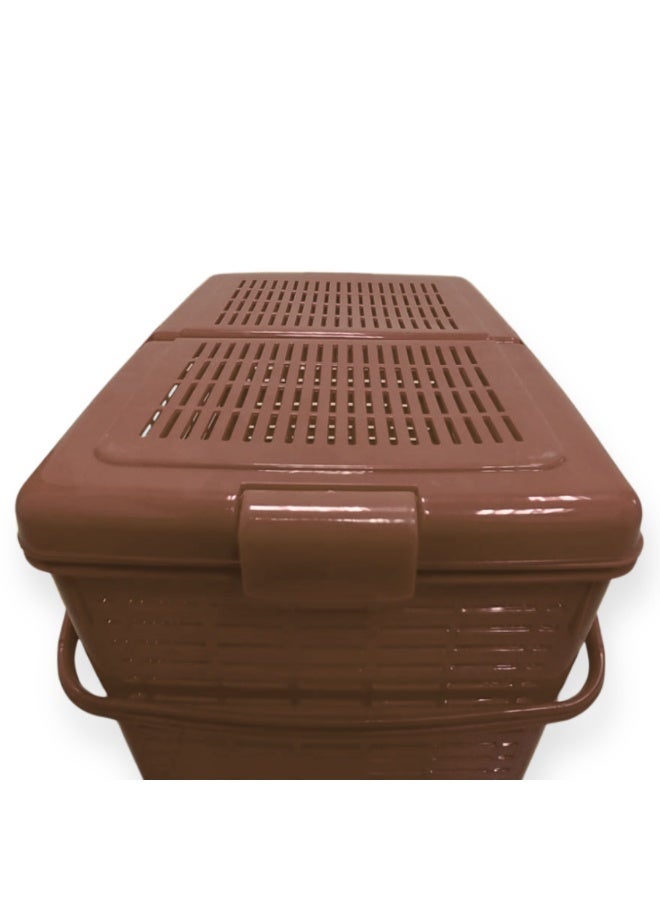 SNH Multi-Purpose Carry Basket with Lid and Handles | Shopping Basket | Picnic Storage Basket | Laundry Carrier | Household Organizer for Fruits, Vegetables, Clothes & Groceries - Image 4