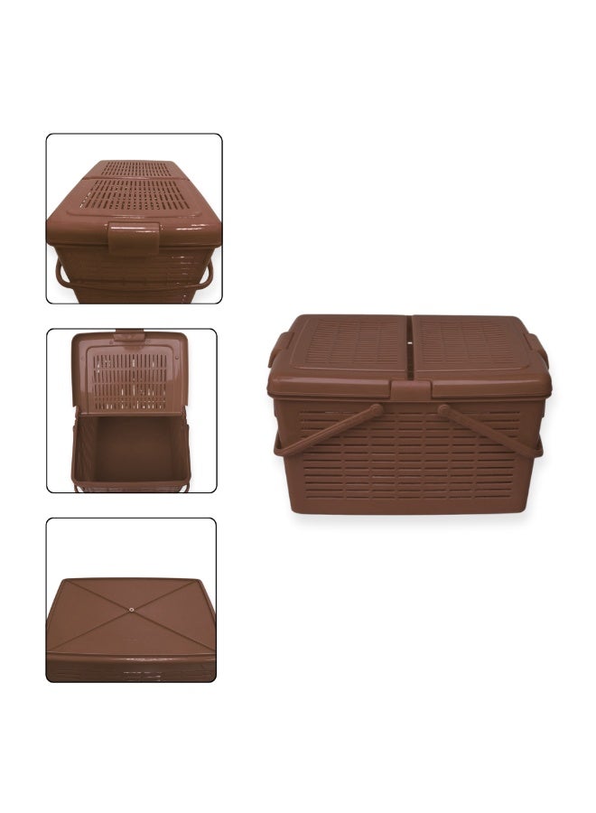 SNH Multi-Purpose Carry Basket with Lid and Handles | Shopping Basket | Picnic Storage Basket | Laundry Carrier | Household Organizer for Fruits, Vegetables, Clothes & Groceries - Image 2