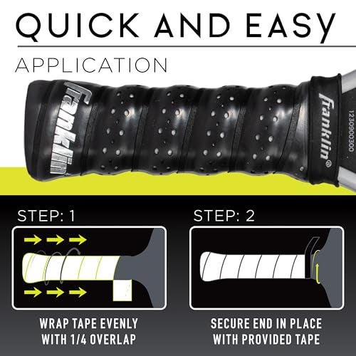 Franklin Sports Pickleball Paddle Replacement Grip - Paddle Handle Overgrip Tape - Cushioned Handle Wrap - Soft and Tacky - Moisture Wicking Pickleball Grip Tape - Black - Image 3