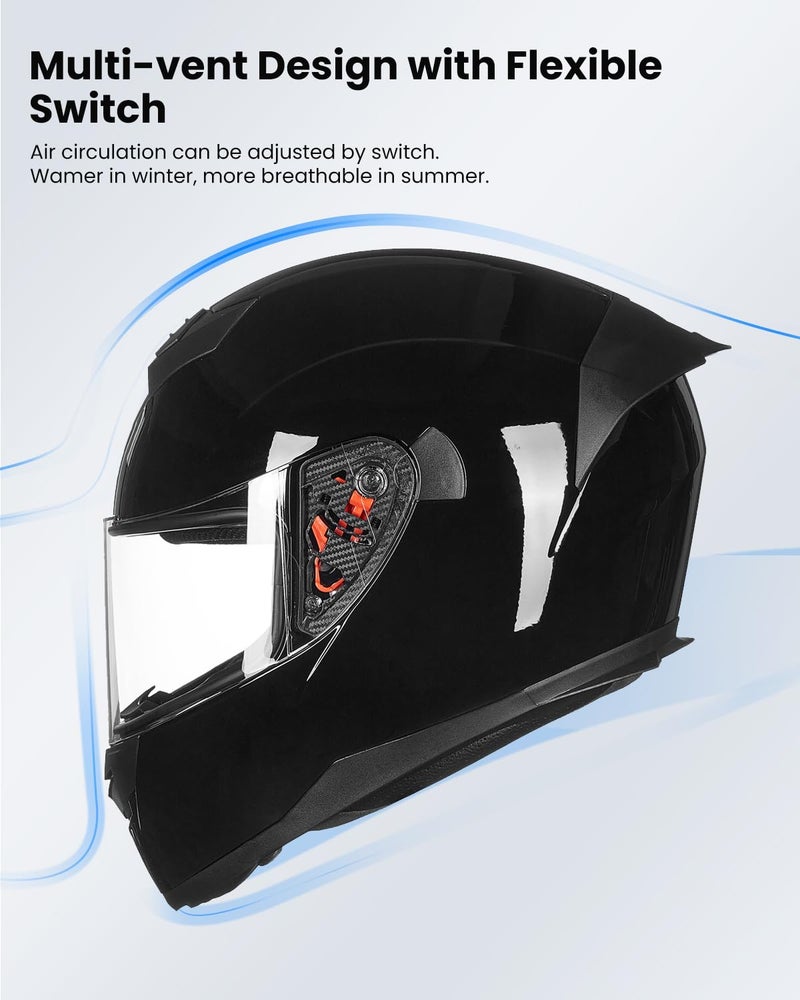 ILM Full Face Motorcycle Helmet for Motocross Street Bike DOT Certified 2 Visors Model-317(Gloss Black, S) - Image 4