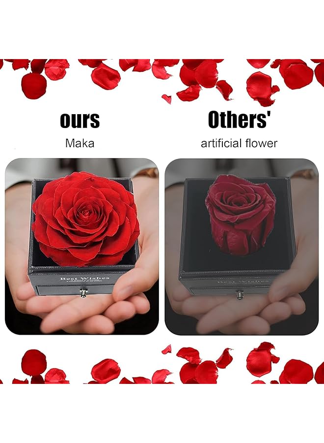 erorex Eternal Rose With Gift Box Cute Eternal Red Rose Set With I Love You Necklace Handmade Preserved Rose Jewelry Box For Mom Wife Girlfriend A Romantic Gift For Her  - Image 3