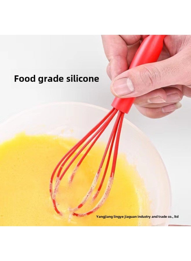 Spot Direct Sales 6inch Mini Silicone Egg Beater Plastic Handle Small Kitchen Household Manual Cream-Color:Gray Silicone Egg Beater  - Image 5