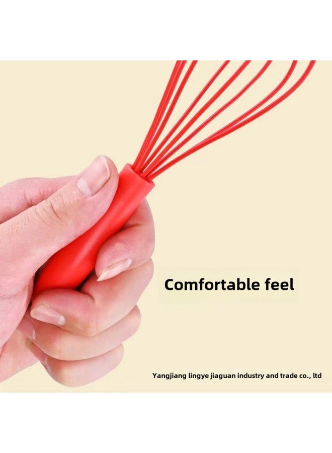 Spot Direct Sales 6inch Mini Silicone Egg Beater Plastic Handle Small Kitchen Household Manual Cream-Color:Gray Silicone Egg Beater  - Image 4