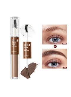 QiBest 2 in 1 Brow Styling and Cream ,Clear Brow Styling and Brow Smoothing Cream Waterproof Quick Dry Three Dimensional Eyebrow Shaping Pomade Styling Gel Dark Brown  - Image 1