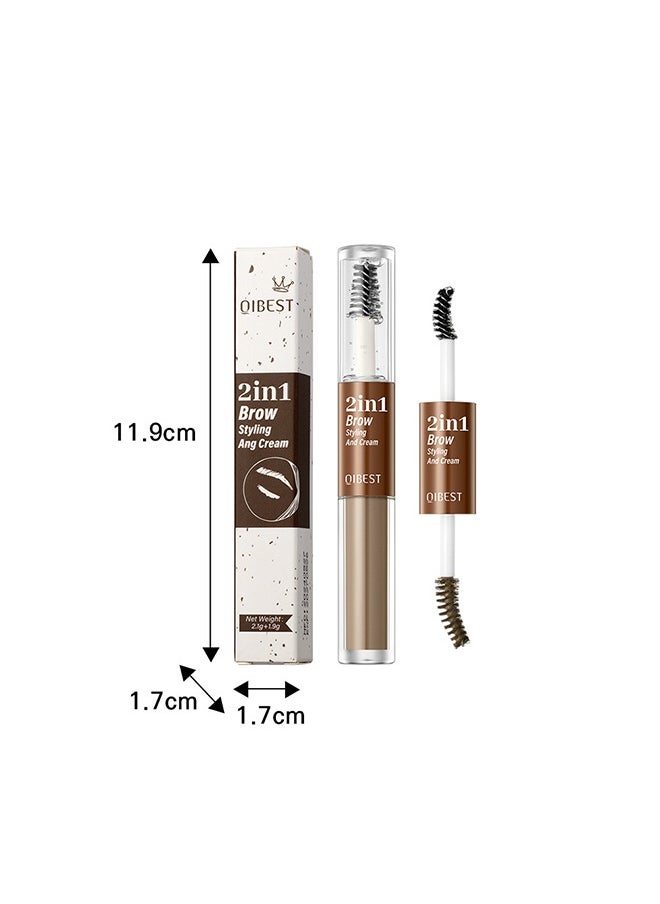 QiBest - 2 in 1 Brow Styling and Cream ,Clear Brow Styling and Brow Smoothing Cream Waterproof Quick Dry Three Dimensional Eyebrow Shaping Pomade Styling Gel Dark Brown - Image 1