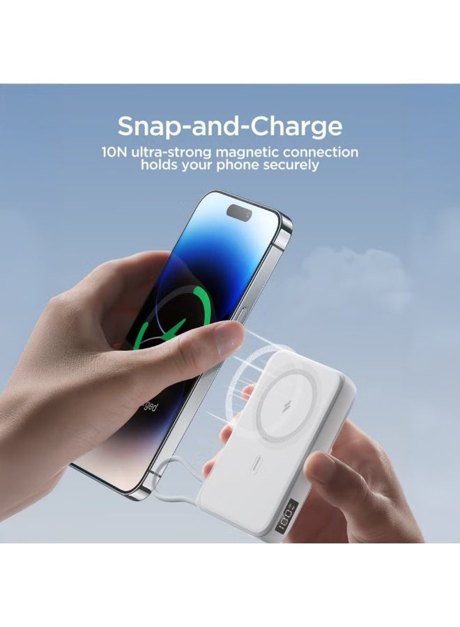 توبيز باور بنك لاسلكي Toby’s PB-02 MagSafe سعة 10000mAh شحن سريع 18 واط منفذ Type-C مخرج لاسلكي ثلاثي مع حامل محمول ABS مثالي للسفر والأجهزة - Image 2