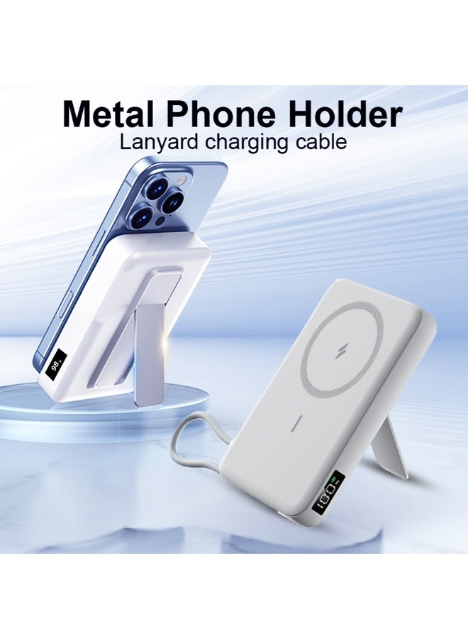 توبيز باور بنك لاسلكي Toby’s PB-02 MagSafe سعة 10000mAh شحن سريع 18 واط منفذ Type-C مخرج لاسلكي ثلاثي مع حامل محمول ABS مثالي للسفر والأجهزة - Image 3