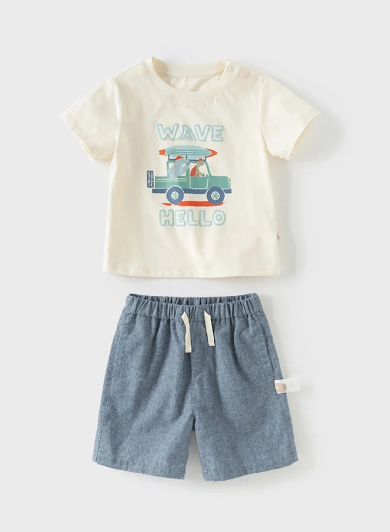 Dave & Bella Boys summer Car t-shirt & Chambray short set