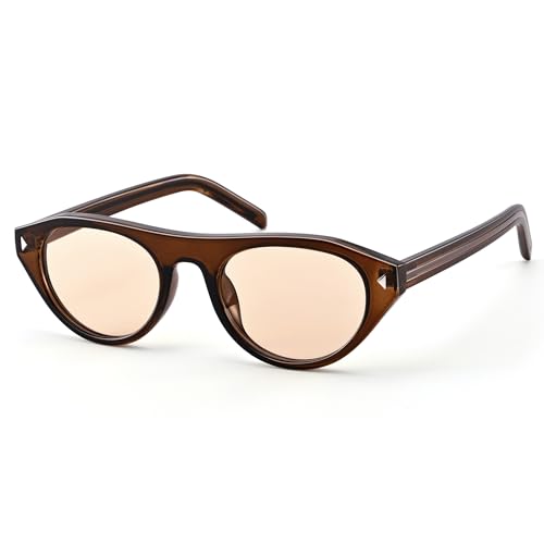 AZorb Retro Small Oval Cat Eye Sunglasses for Women Men, Narrow Vintage Flat Top Sun Glasses with UV400 Protection - Image 1