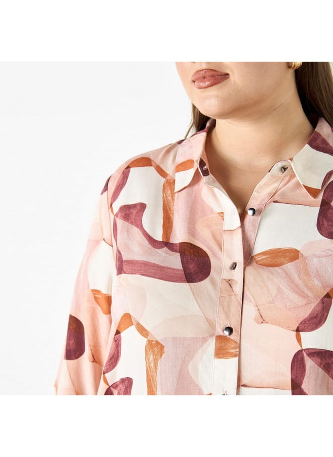 Ulla Popken Plus Size Ulla Popken All-Over Print Shirt with Long Sleeves  - Image 4