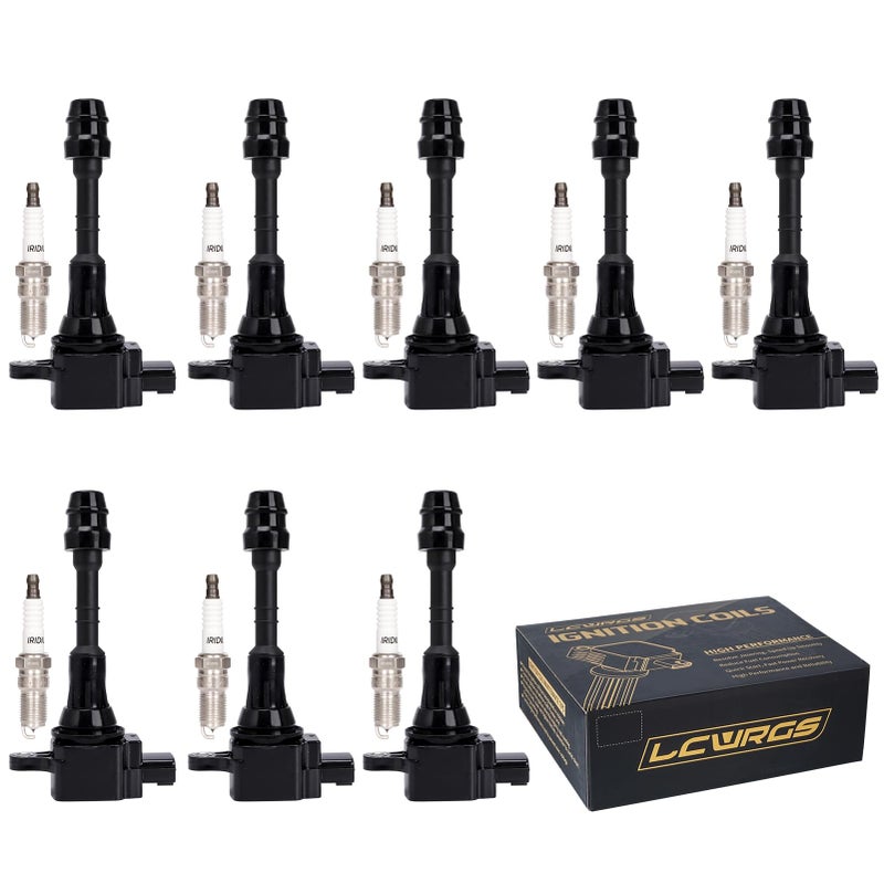 مجموعة من 8 حزم لفائف الإشعال وشمعات الإشعال تناسب 2004 2005 2006 2007 نيسان تيتان أرمادا إنفينيتي QX56 56 V8 بديل UF510 C1483