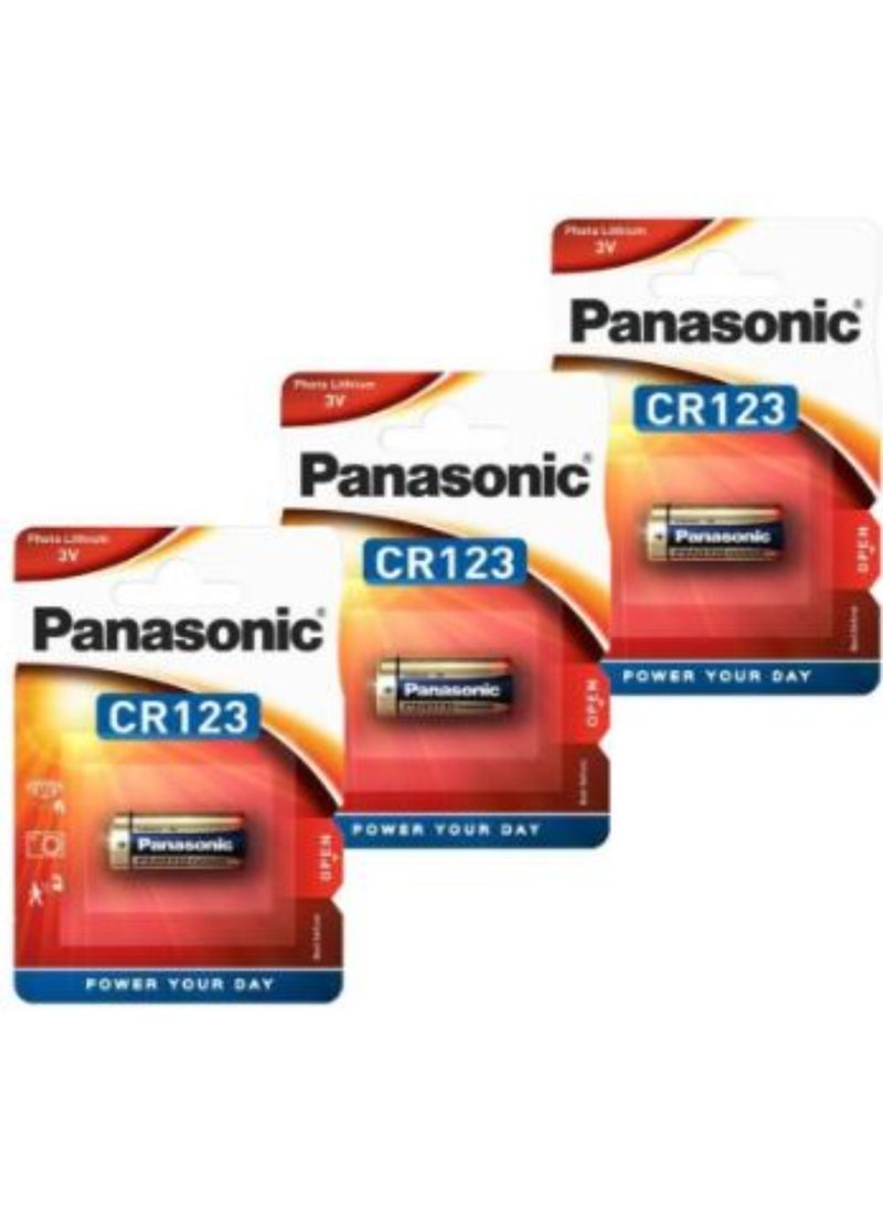 3-Pieces Panasonic CR123A Lithium 3V Batteries