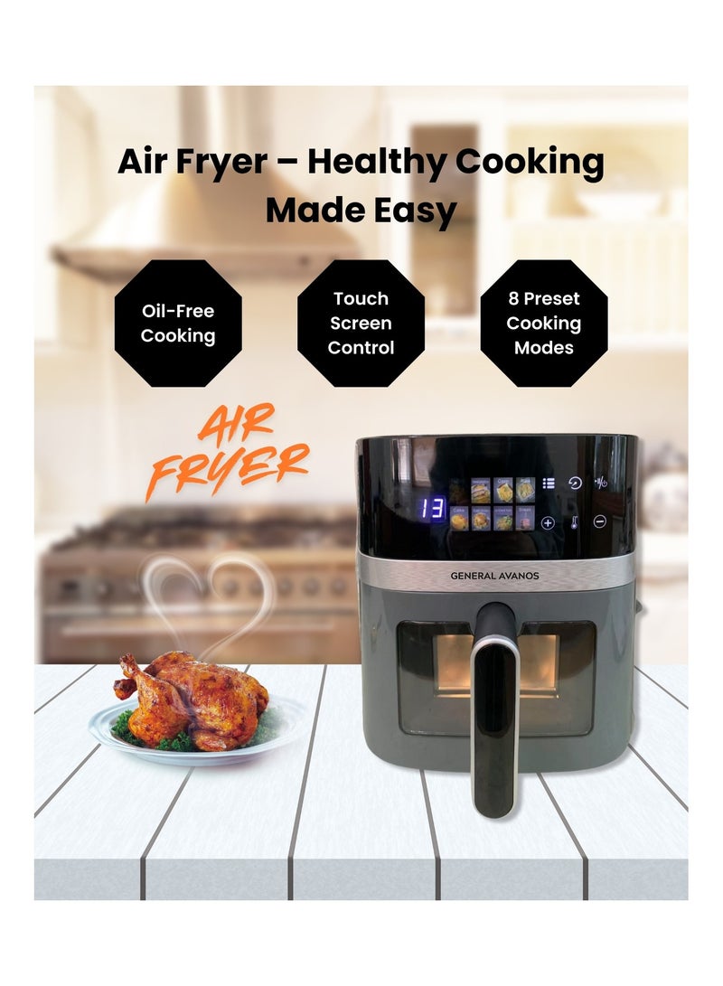 AVANOS 5.5 Liter Digital Oil-Less Air Fryer 8 Cooking Presets LED Digital Touch Screen with Large Window View - Image 1