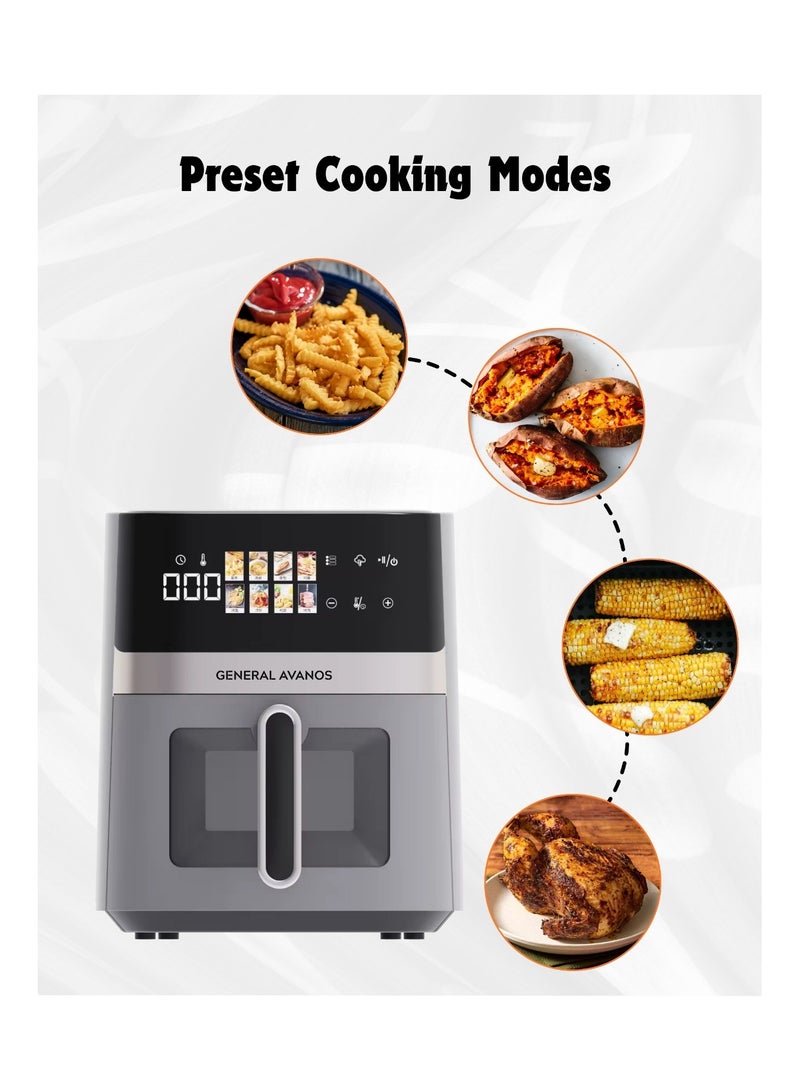 AVANOS 5.5 Liter Digital Oil-Less Air Fryer 8 Cooking Presets LED Digital Touch Screen with Large Window View - Image 2