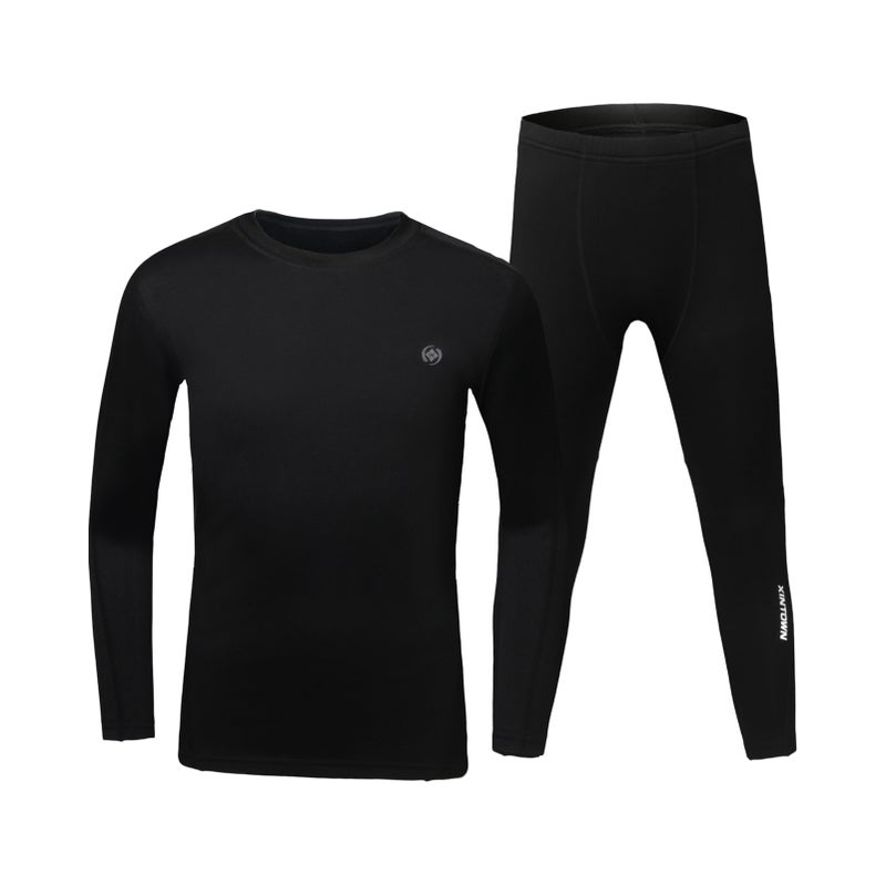 2PCS Children Winter Thermal Underwear Fleece Lining Thick Warm O Neck Long Sleeve Top Pants Long Johns Set - Image 5