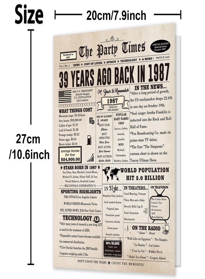 Londue 39th Birthday Card Gifts for Her Him, Happy 39th Birthday Decorations for Women Men, Large 39 Years Old Bday Card for Husband Wife - Image 3