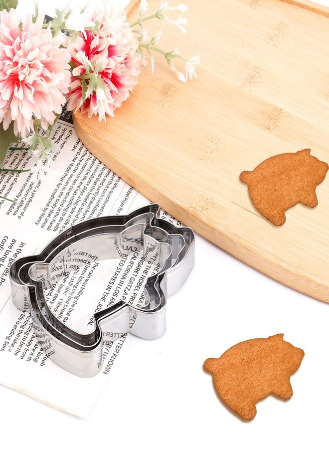 Gosknor مجموعة قوالب بسكويت على شكل خنزير لطيف، 3 قطع، قوالب بسكويت مارانيتوس من الفولاذ المقاوم للصدأ بثلاثة أحجام، ختم كونشا على شكل حيوان مزرعة مضحك، مقرمش خبز بوركيتو مكسيكي لمستلزمات الخبز في المطبخ (فضي) - Image 3