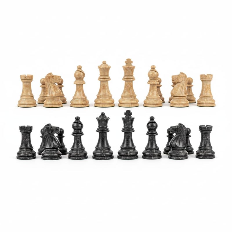 OceanicX Handcrafted Premium Marble Chess Pieces Set Elegant 32Piece Replacement for 1215 Inch Chess Boards Storage Box Black and Onyx - Image 3