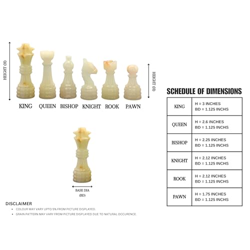 OceanicX Handcrafted Premium Marble Chess Pieces Set Elegant 32Piece Replacement for 1215 Inch Chess Boards Storage Box Black and Onyx - Image 5