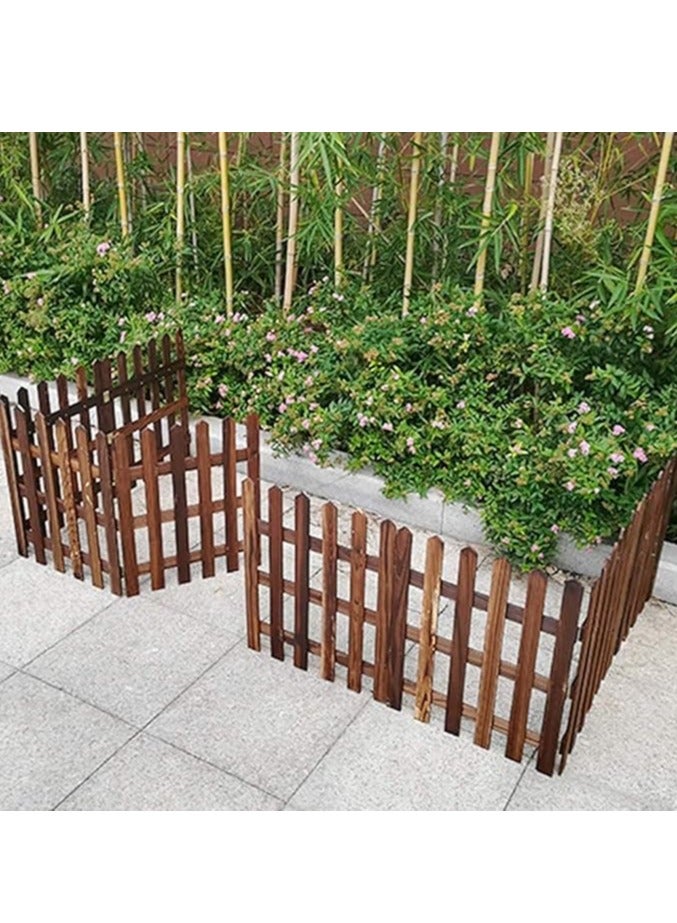 LINGWEI Wooden Fence Wooden Border Garden Edging Fence Brown 50x160x1cm - Image 2