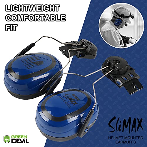 GREEN DEVIL Hearing Protection Ear Muffs For Hard Hat SNR27dB/NRR 22dB Noise reduction Low Profile Helmet mounted Safety Earmuff for Construction or Manufacturing - Image 2