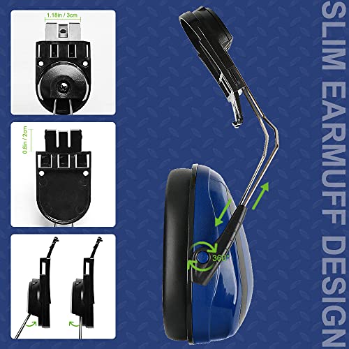 GREEN DEVIL Hearing Protection Ear Muffs For Hard Hat SNR27dB/NRR 22dB Noise reduction Low Profile Helmet mounted Safety Earmuff for Construction or Manufacturing - Image 3