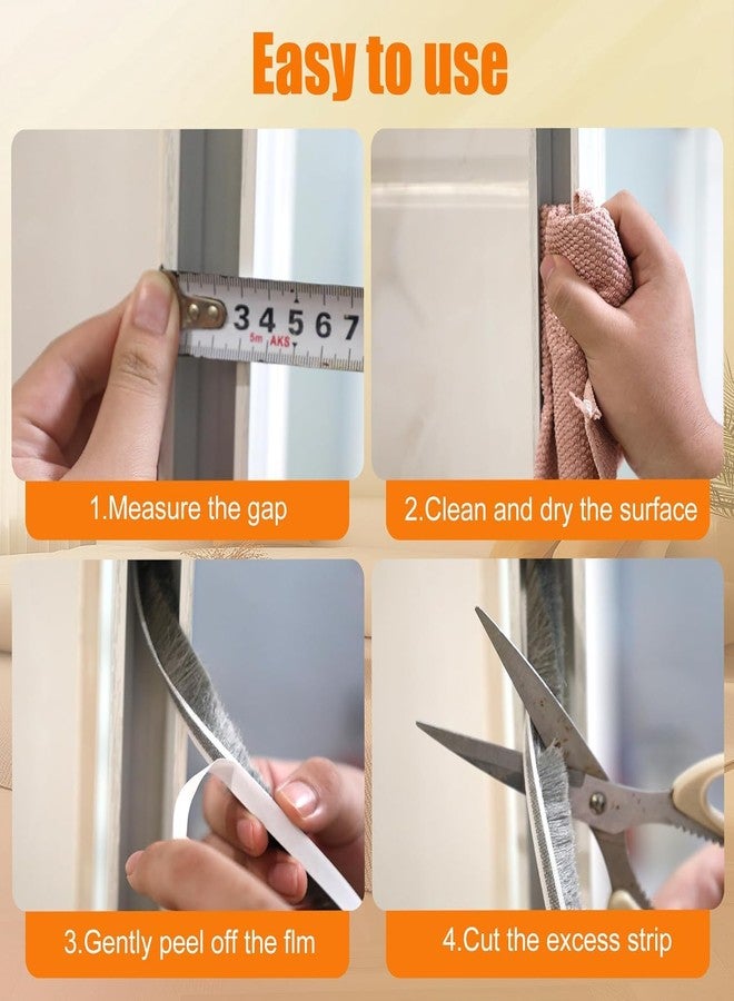 Bruiefpap Self-adhesive Window Door Seal Strip Sound Insulation, Windproof, Dustproof, Strong Adhesiveness, 1.8cm Wide x 1cm Thick, Grey - Image 5