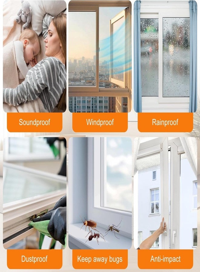Bruiefpap Self-adhesive Window Door Seal Strip Sound Insulation, Windproof, Dustproof, Strong Adhesiveness, 1.8cm Wide x 1cm Thick, Grey - Image 4