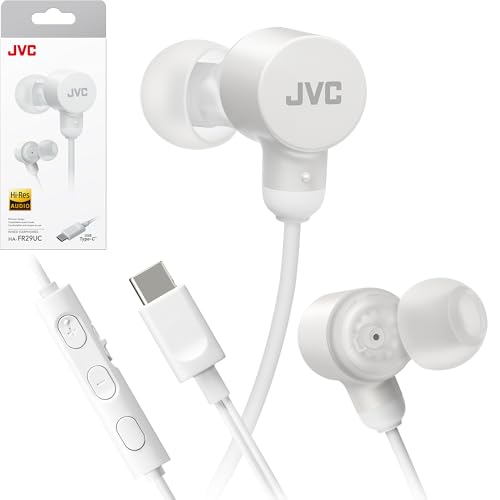 JVC Wired USB-C Earbuds - Noise Isolation - DAC - Hi-Res Audio - Built-in Mic with Mute - Comfortable Silicone Ear Tips - 3 Button Remote – Plug & Play - HAFR29UC - Image 1